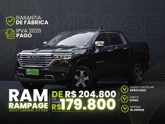RAM RAMPAGE 2.0 HURRICANE 4 TURBO GASOLINA LARAMIE 4X4 AUTOMÁTICO RAM RAMPAGE 2.0 HURRICANE 4 TURBO GASOLINA LARAMIE 4X4 AUTOMÁTICO